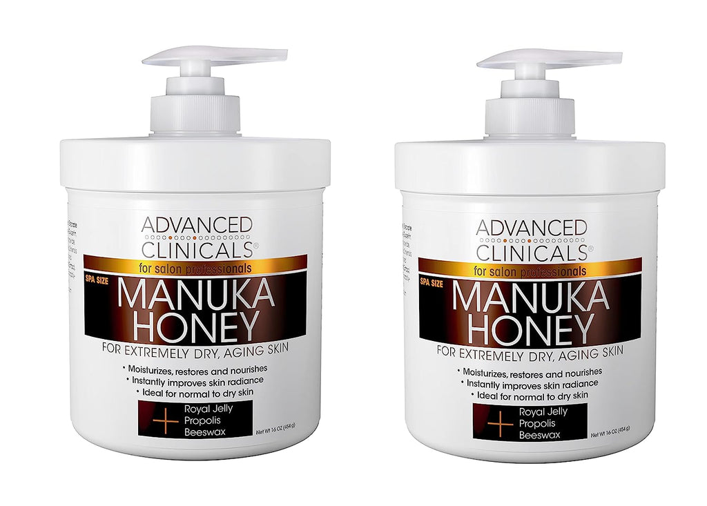 Advanced Clinicals Manuka Honey Cream W/Collagen Face Moisturizer &amp; Body Butter Lotion For Dry Skin | Intense Firming &amp; Hydrating Miracle Balm Skin Care Moisturizing Lotion For Women &amp; Men | 2-Pack