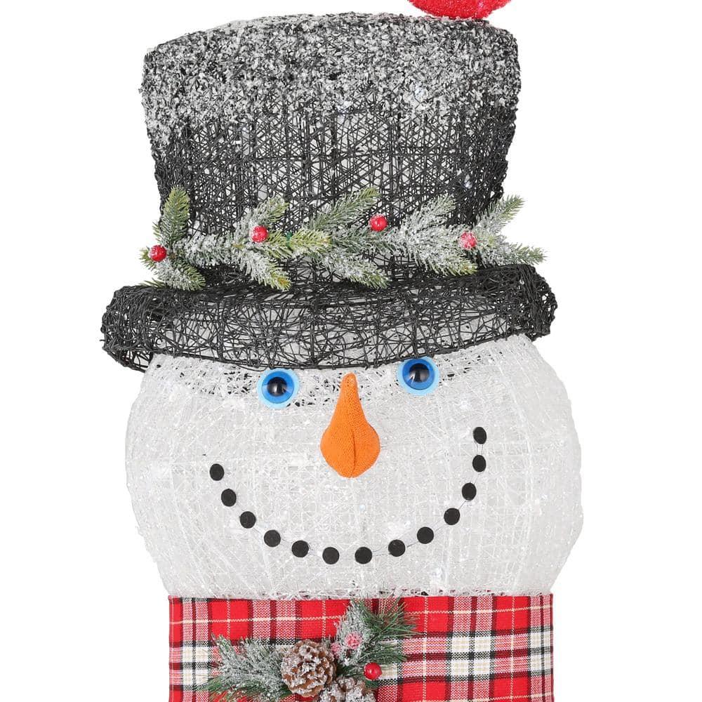 6 ft Cool White LED Snowman with Red Birds Holiday Yard Decoration
