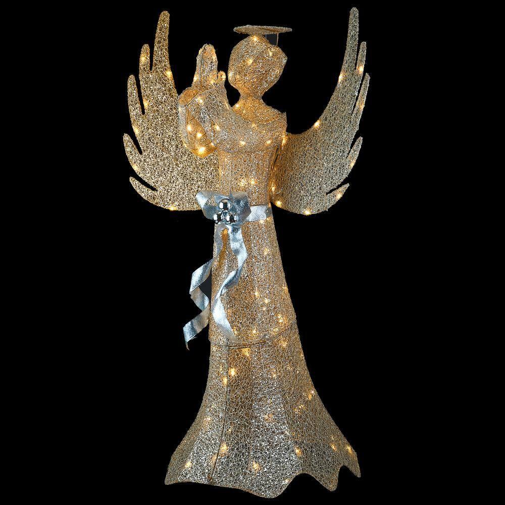 53 in. Champagne Gold Praying Angel with LED Lights