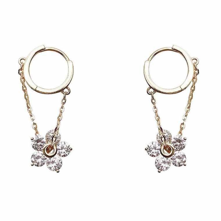 beautiful cz flowers 925 sterling silver dangling earrings