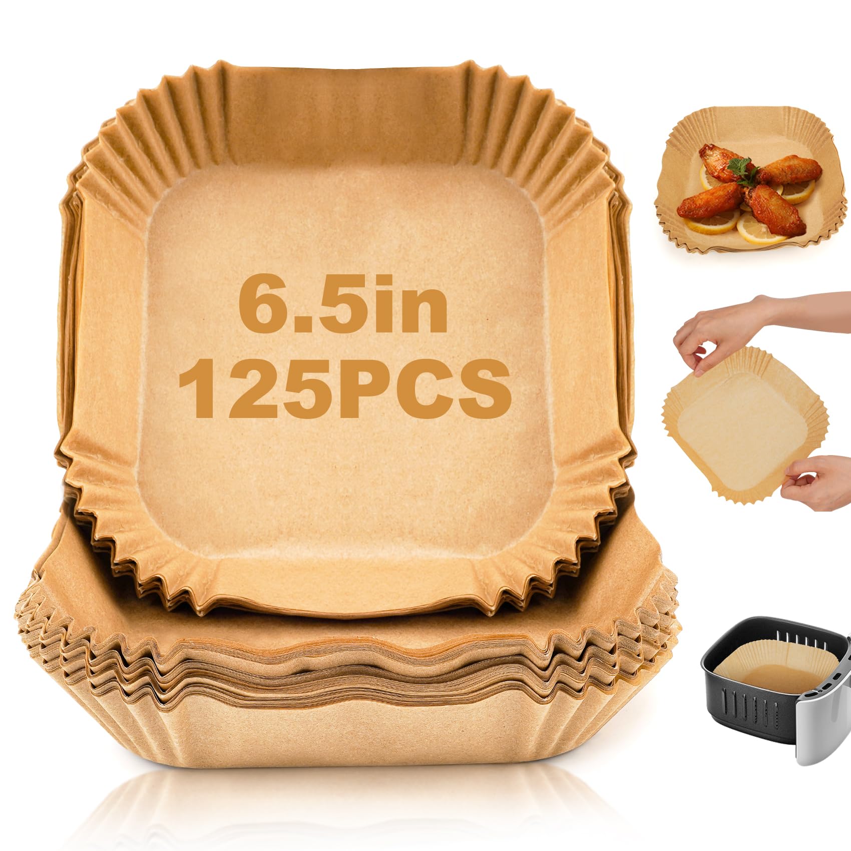 50pcs/100pcs/200pcs Air Fryer Disposable Paper Liners Square, Kitchen Accessories,Non-Stick Parchment Paper, Air Fryer Accessories, Oil Proof &amp; Water Proof, Paper Liner For BaRoasting Microwave Oven