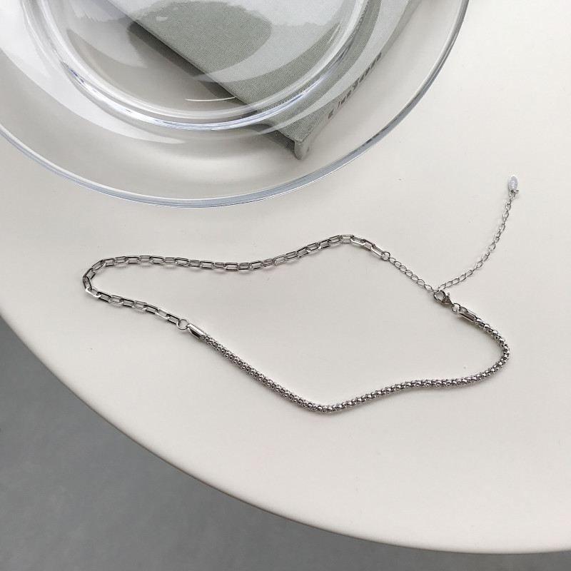 asymmetry hollow chain 925 sterling silver choker necklace