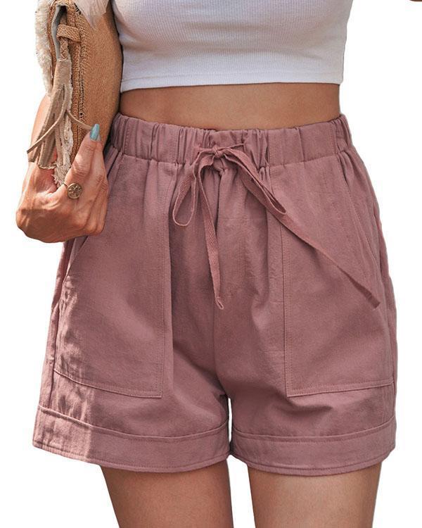 a-line stretch lace high waist shorts with pleated pockets