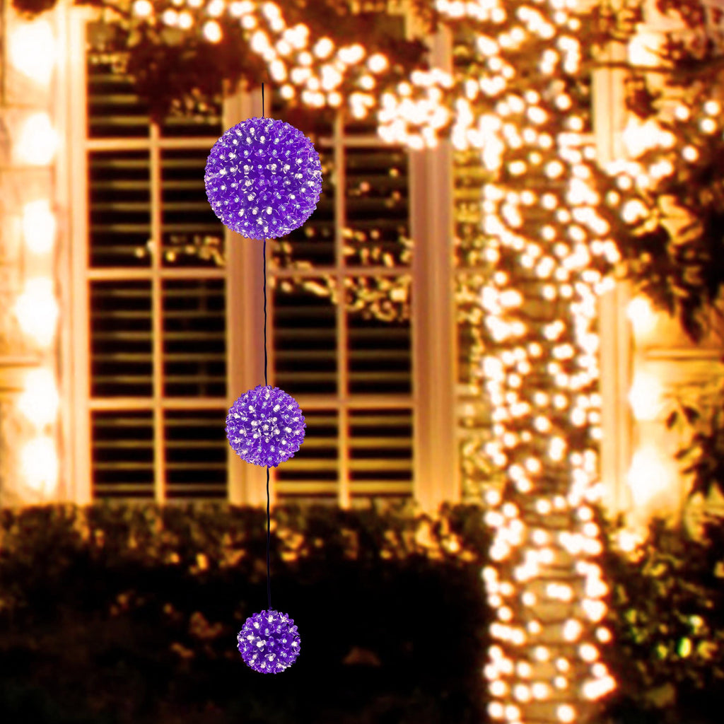 Alpine Corporation 3-Tier Ornament String Holiday Decoration with LED Lights, Blue/White