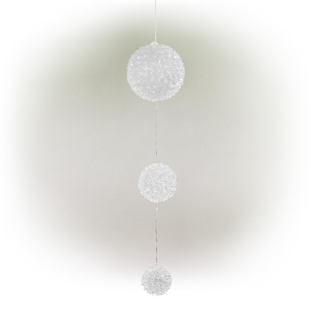 Alpine Corporation 3-Tier Ornament String Holiday Decoration with LED Lights, Blue/White