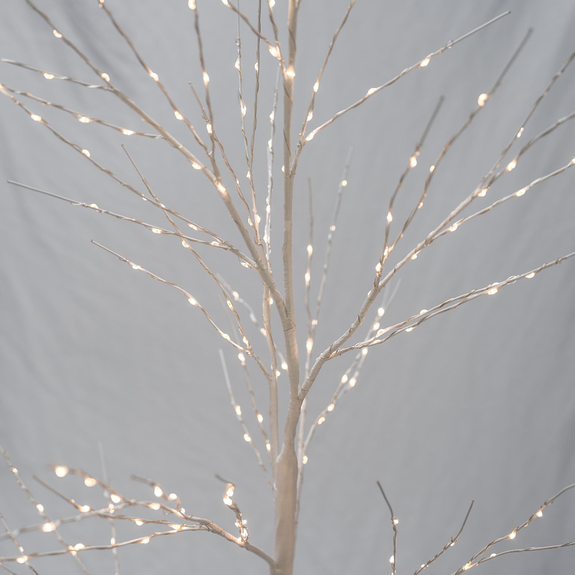 Birch Tree with Lights, 3 Pieces White Artificial Christmas Birch Trees, 4ft/5ft/6ft, Prelit Birch Twig Tree Lights Christmas Lights Ornament for Indoor Outdoor, TE1140