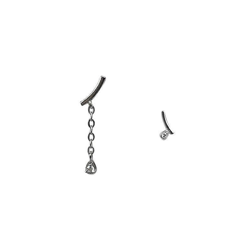 asymmetry cz waterdrop 925 sterling silver dangling earrings