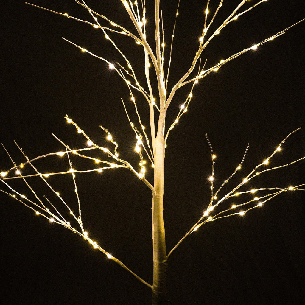 Birch Tree with Lights, 3 Pieces White Artificial Christmas Birch Trees, 4ft/5ft/6ft, Prelit Birch Twig Tree Lights Christmas Lights Ornament for Indoor Outdoor, TE1140