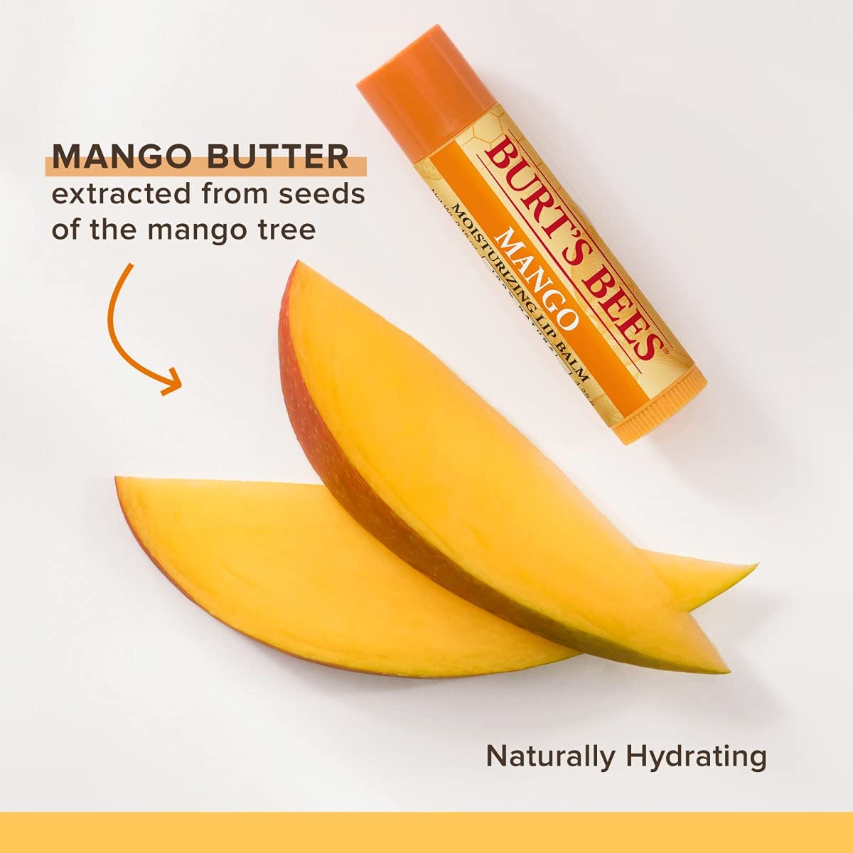 Burt's Bees Lip Balm, Moisturizing Lip Care, for All Day Hydration, 100% Natural, Mango (2 Pack)
