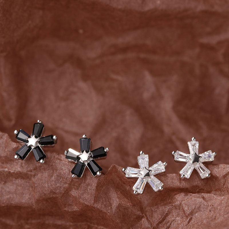 beautiful cz star flower 925 sterling silver stud earrings