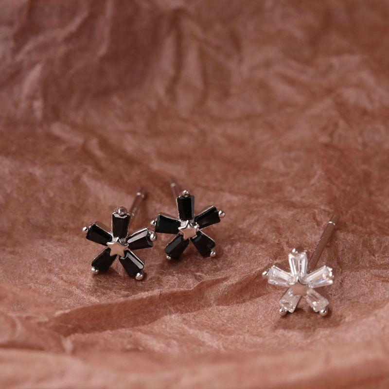 beautiful cz star flower 925 sterling silver stud earrings