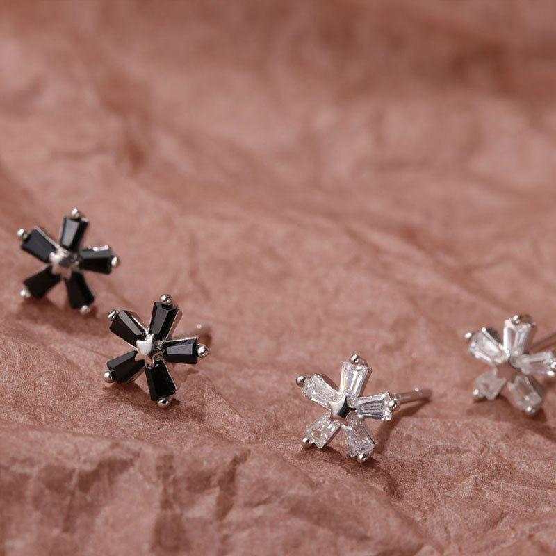 beautiful cz star flower 925 sterling silver stud earrings