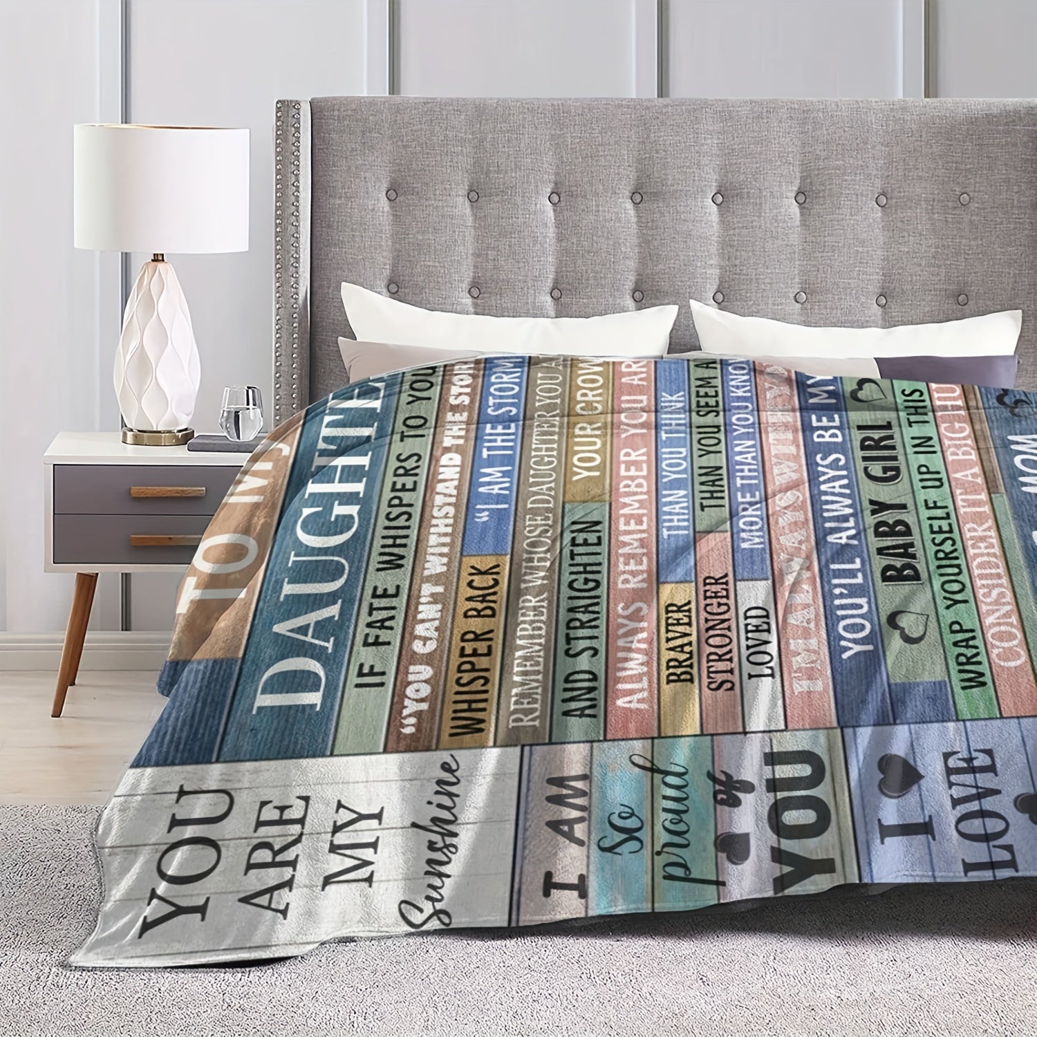 1pc To My Daughter Print Blanket, Soft Blanket For Sofa Office Bed And Travelling Daughter Birthday Gift