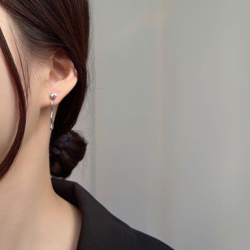 asymmetry geometry wave 925 sterling silver dangling earrings