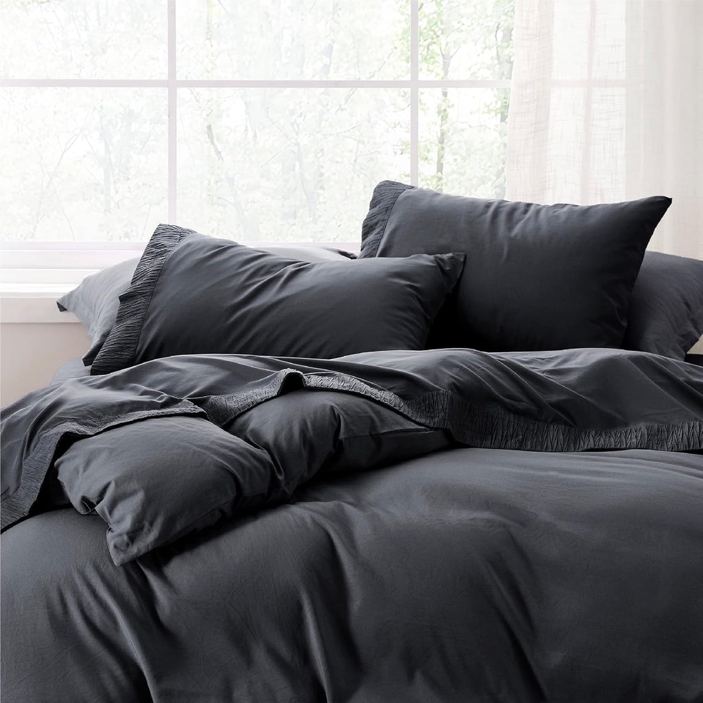 Bedsure Queen Sheets Grey - Soft Sheets for Queen Size Bed, 4 Pieces Hotel Luxury Queen Sheet Set, Easy Care Polyester Microfiber Cooling Bed Sheet Set