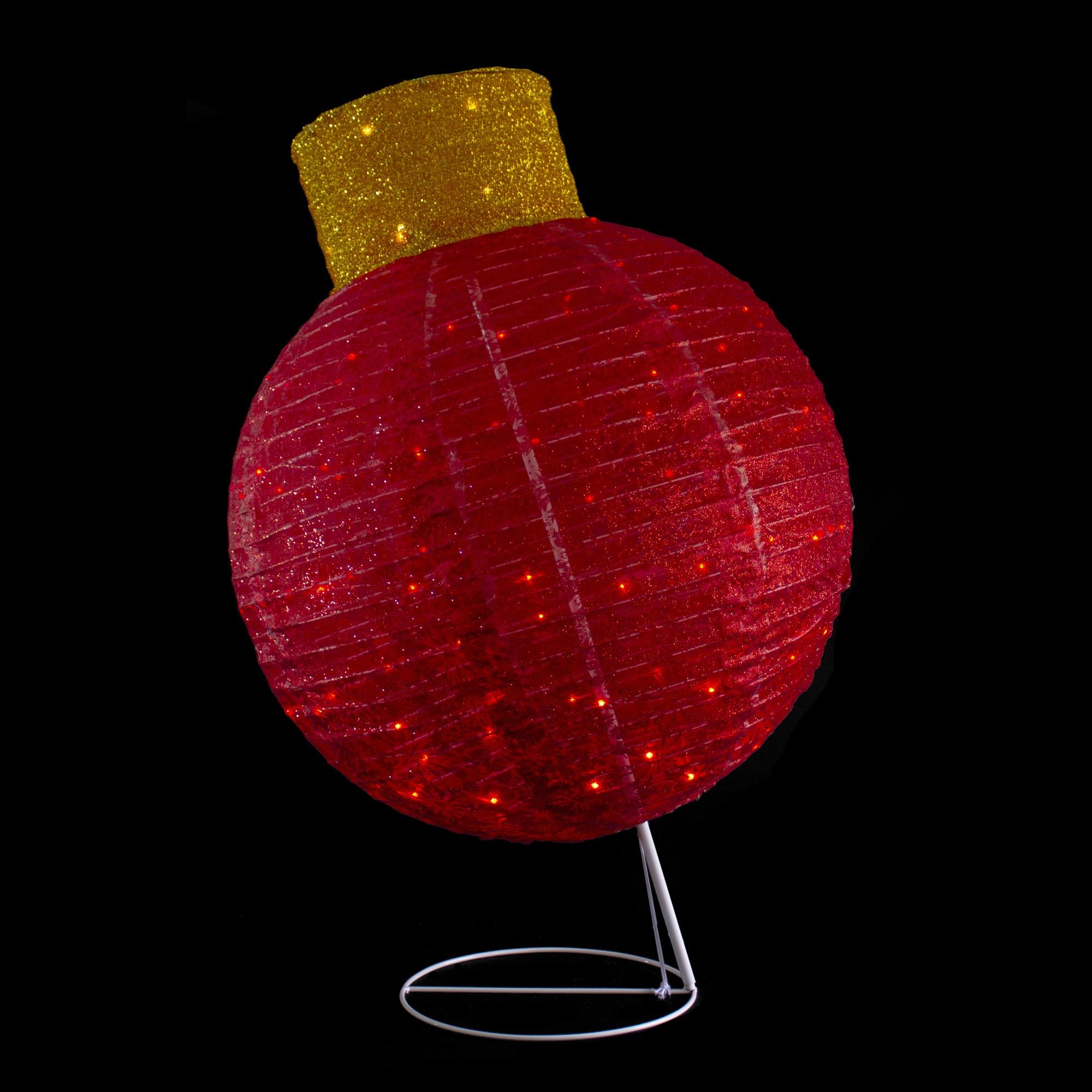 38" LED Lighted Twinkling Red Tinsel Ornament Outdoor Christmas Decoration
