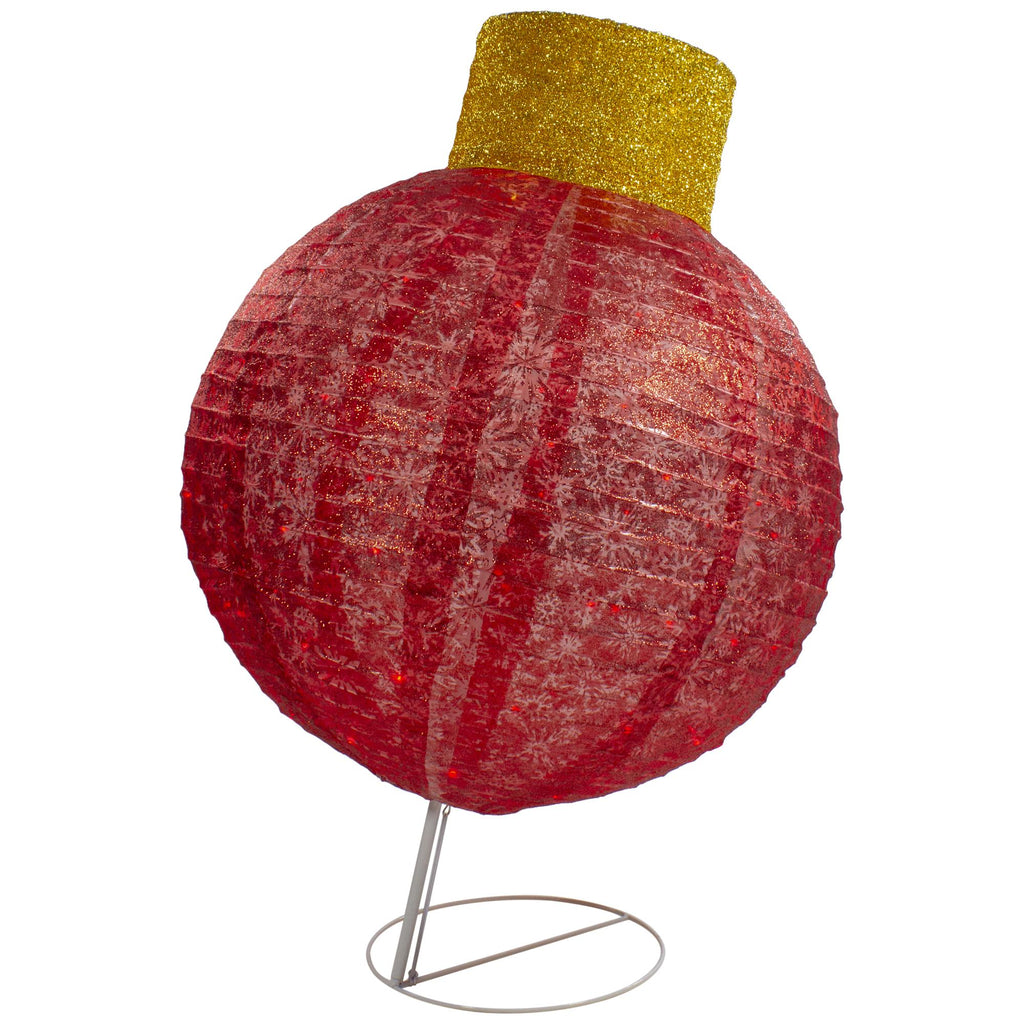 38" LED Lighted Twinkling Red Tinsel Ornament Outdoor Christmas Decoration