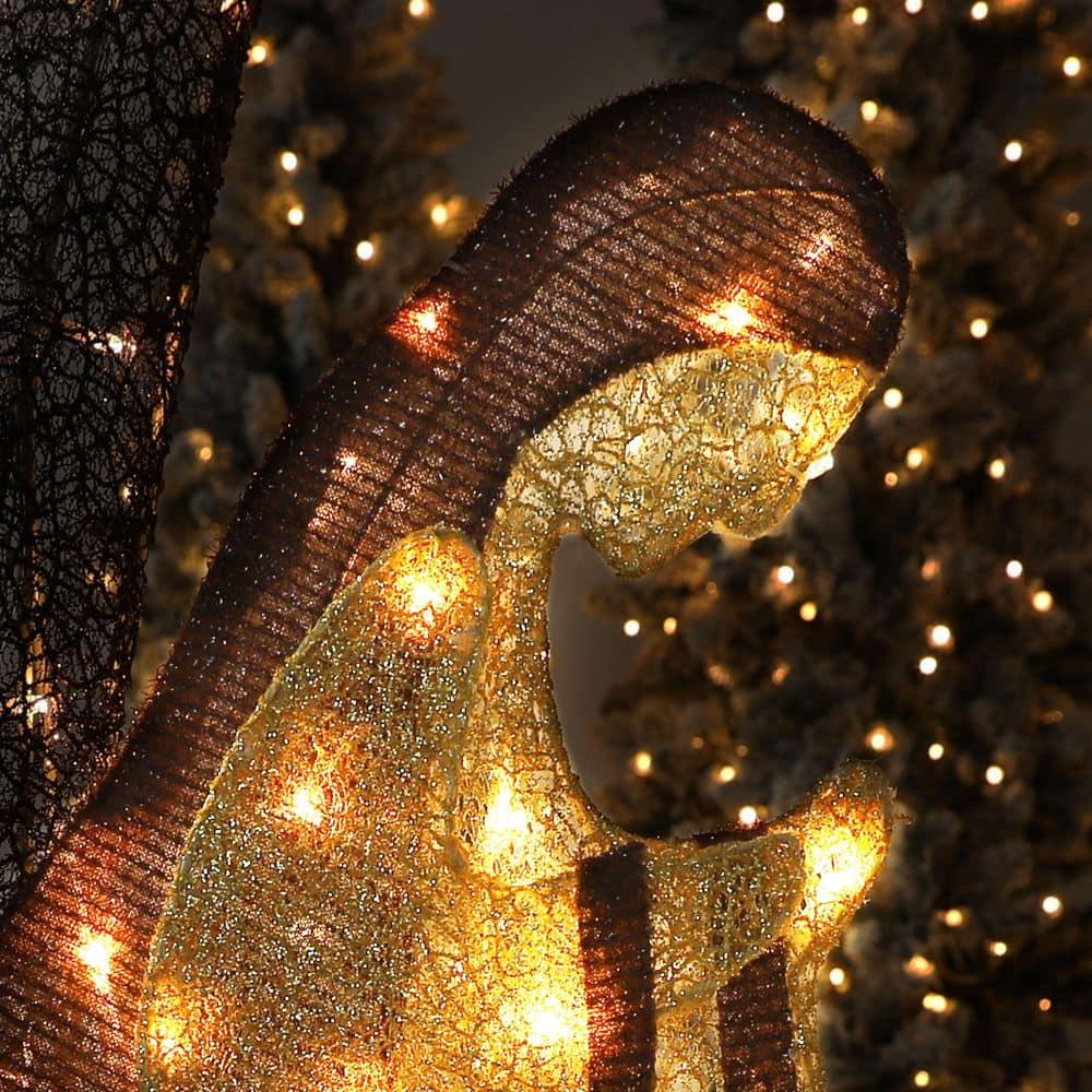 60 in. Nativity Scene Christmas Yard Decorations with LED lights, Gold