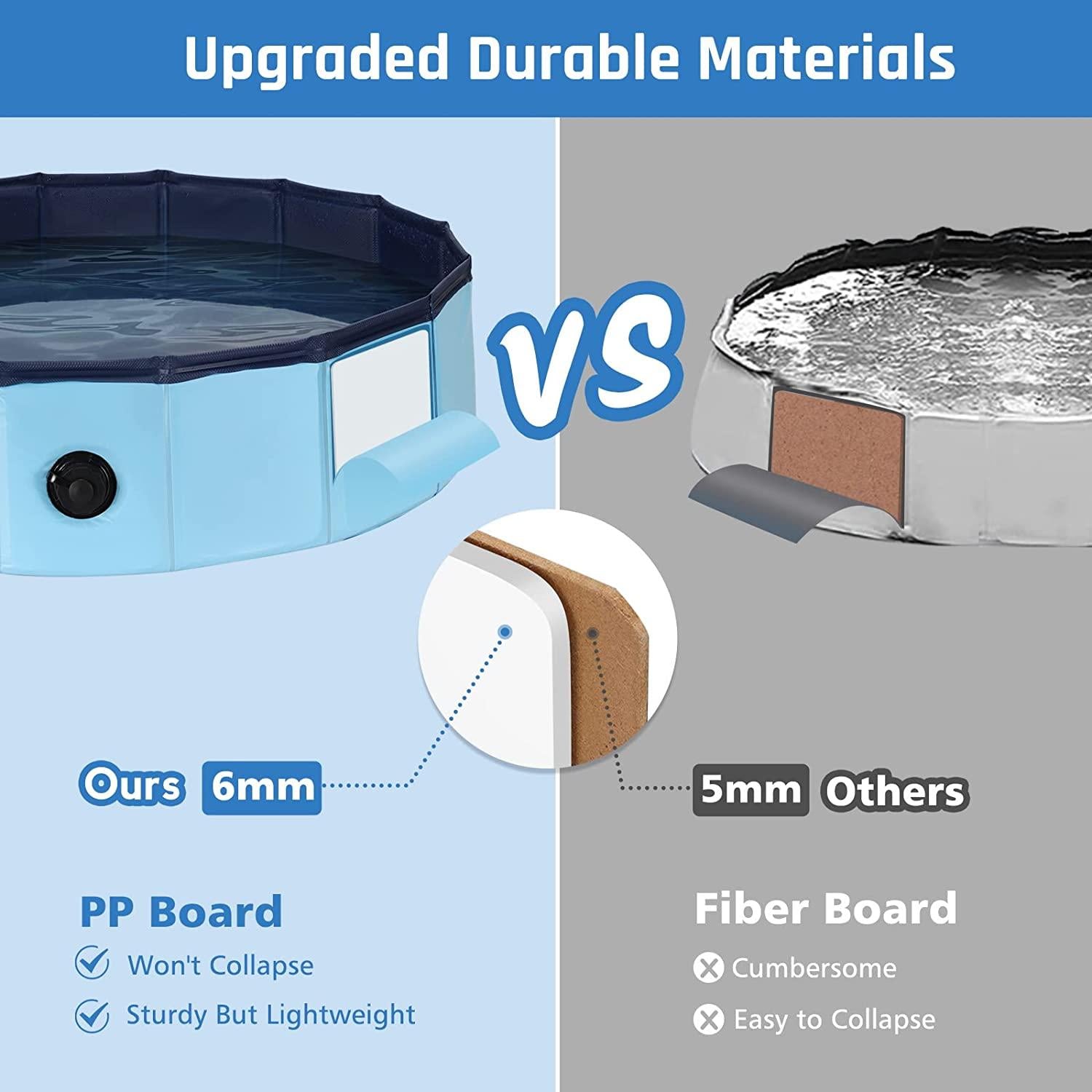 anoak foldable dog pool, plastic pool for dogs portable swimming pool for dogs, pet pool bathing tub for dogs cats with brush, storage bag, repair patch and glue