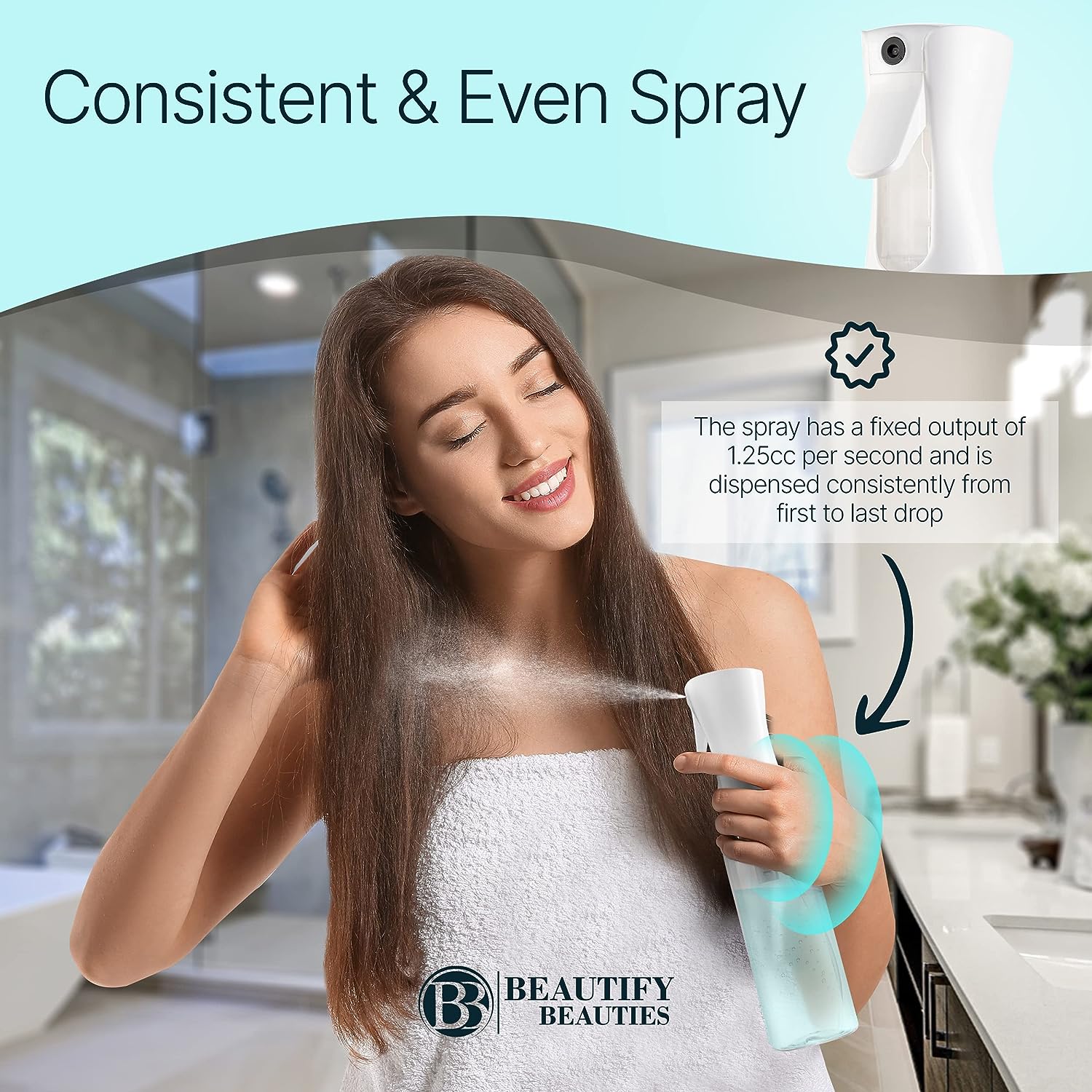 BeautifyBeauties Hair Spray Bottle – Ultra Fine Continuous Water Mister for Hairstyling, Cleaning, Plants, Misting &amp; Skin Care (17 Ounce)