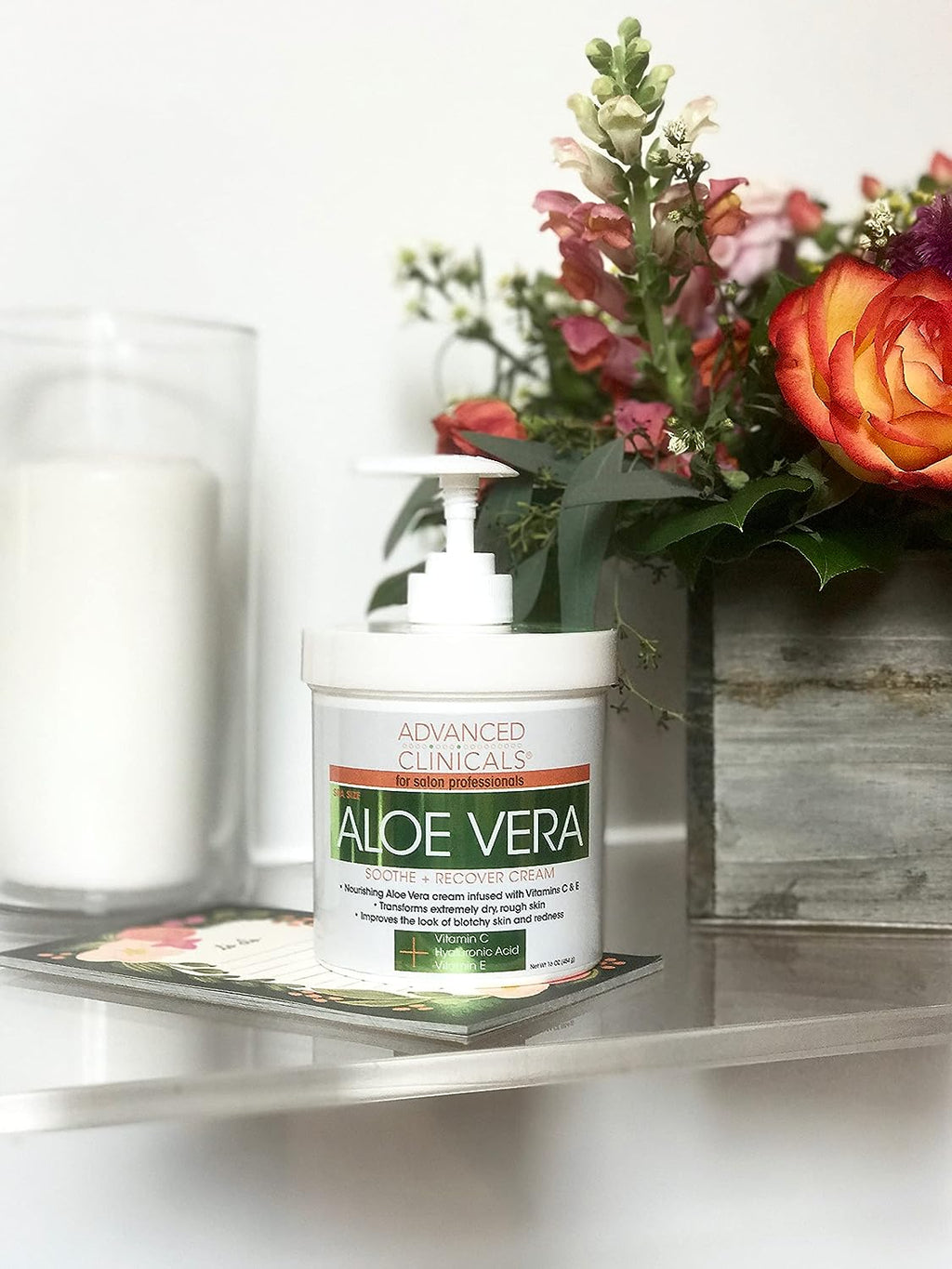 Advanced Clinicals Aloe Vera, Vitamin C &amp; Hyaluronic Acid Face &amp; Body Cream, Moisturizing Lotion for Dry &amp; Sun-Damaged Skin, 16 Oz