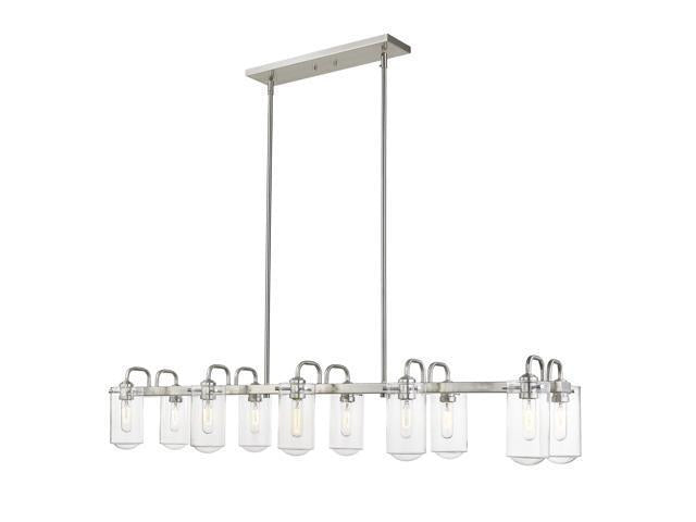 471-10L-BN Delaney Transitional 10 Light Island &amp; Billiard - Brushed Nickel, Clear