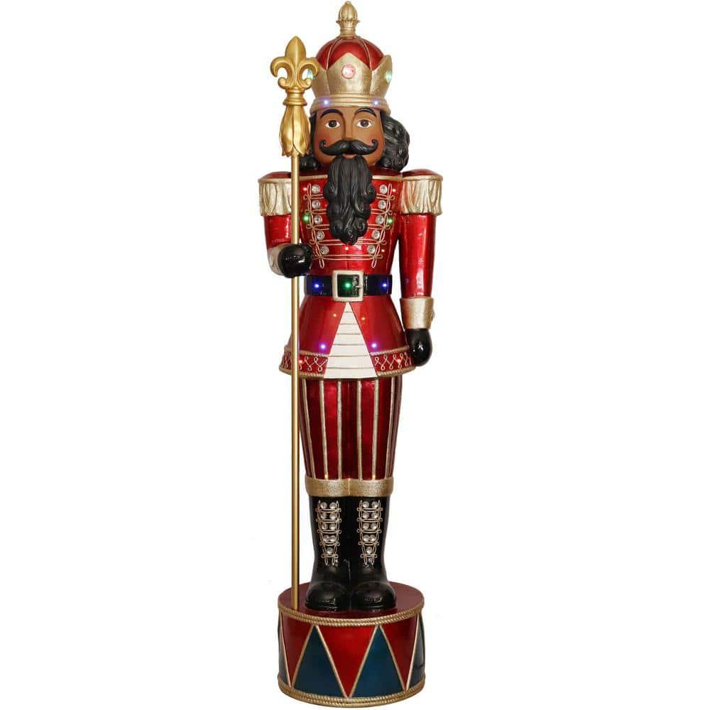 72 in. Christmas Jeweled Nutcracker with Staff and LED Lights