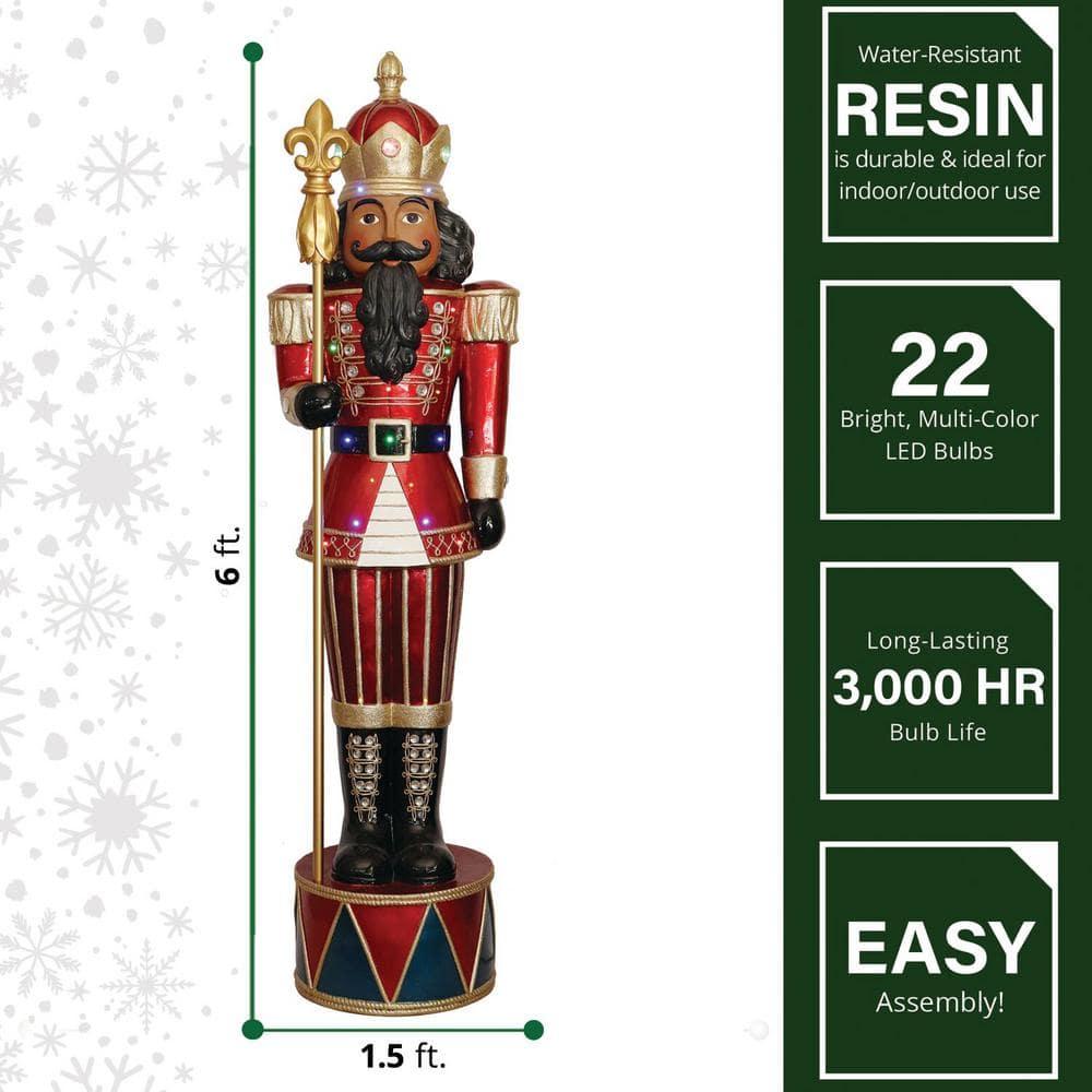 72 in. Christmas Jeweled Nutcracker with Staff and LED Lights