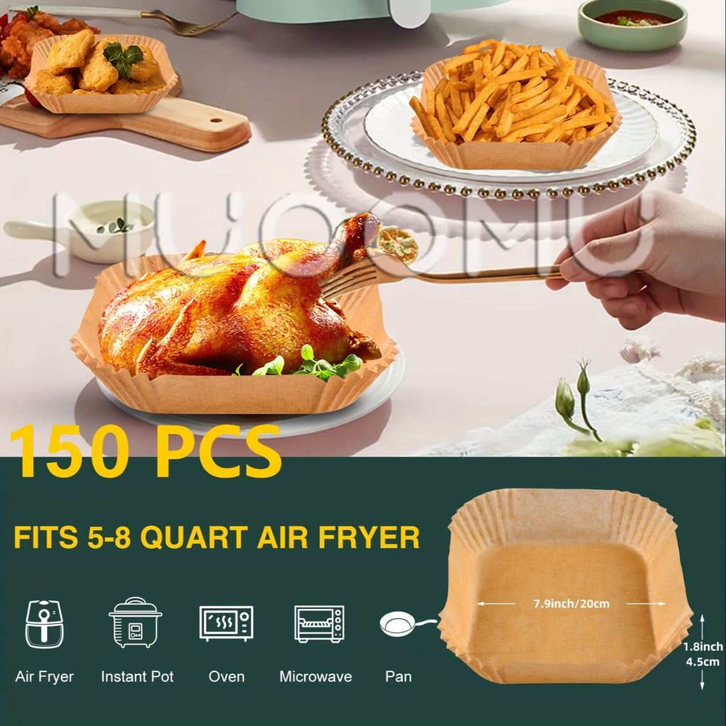 50pcs/100pcs/200pcs Air Fryer Disposable Paper Liners Square, Kitchen Accessories,Non-Stick Parchment Paper, Air Fryer Accessories, Oil Proof &amp; Water Proof, Paper Liner For BaRoasting Microwave Oven