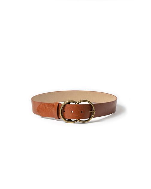 Arlee Double Buckle Faux Leather Belt - Tan