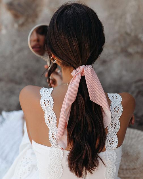 Augusta Striped Hair Scrunchie - Orange
