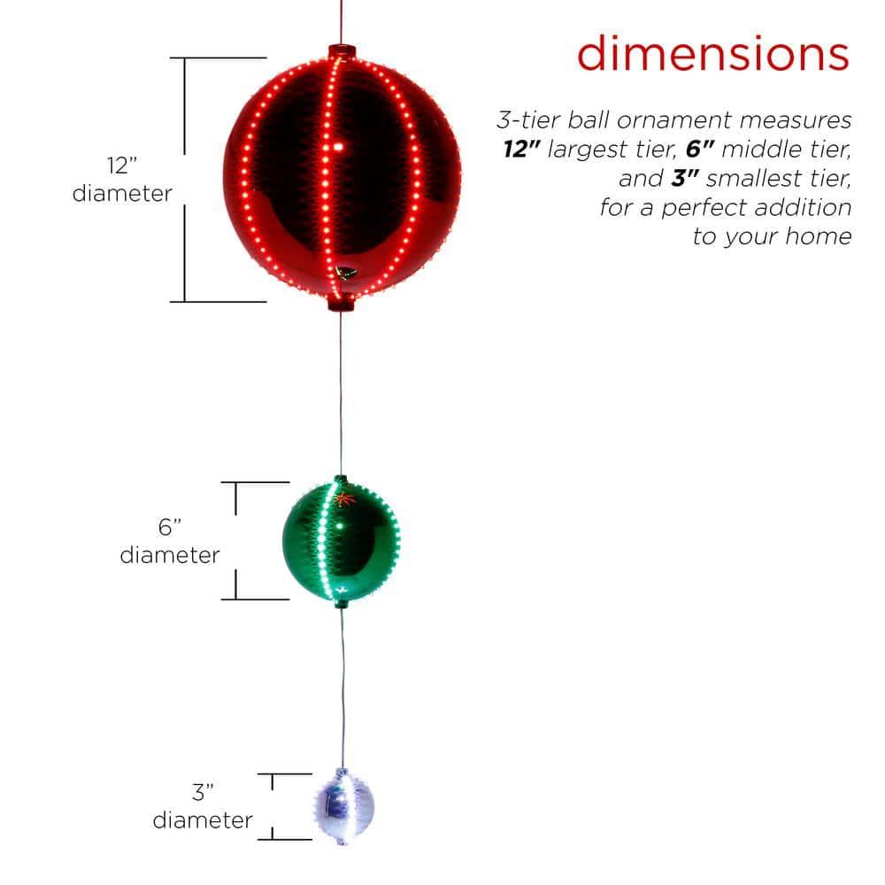 3-Tier Indoor/Outdoor Hanging Christmas Ornaments With Chasing LED Lights