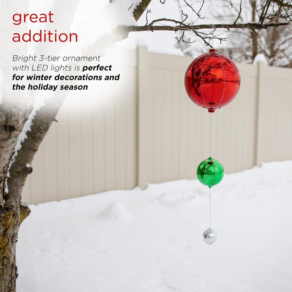 3-Tier Indoor/Outdoor Hanging Christmas Ornaments With Chasing LED Lights