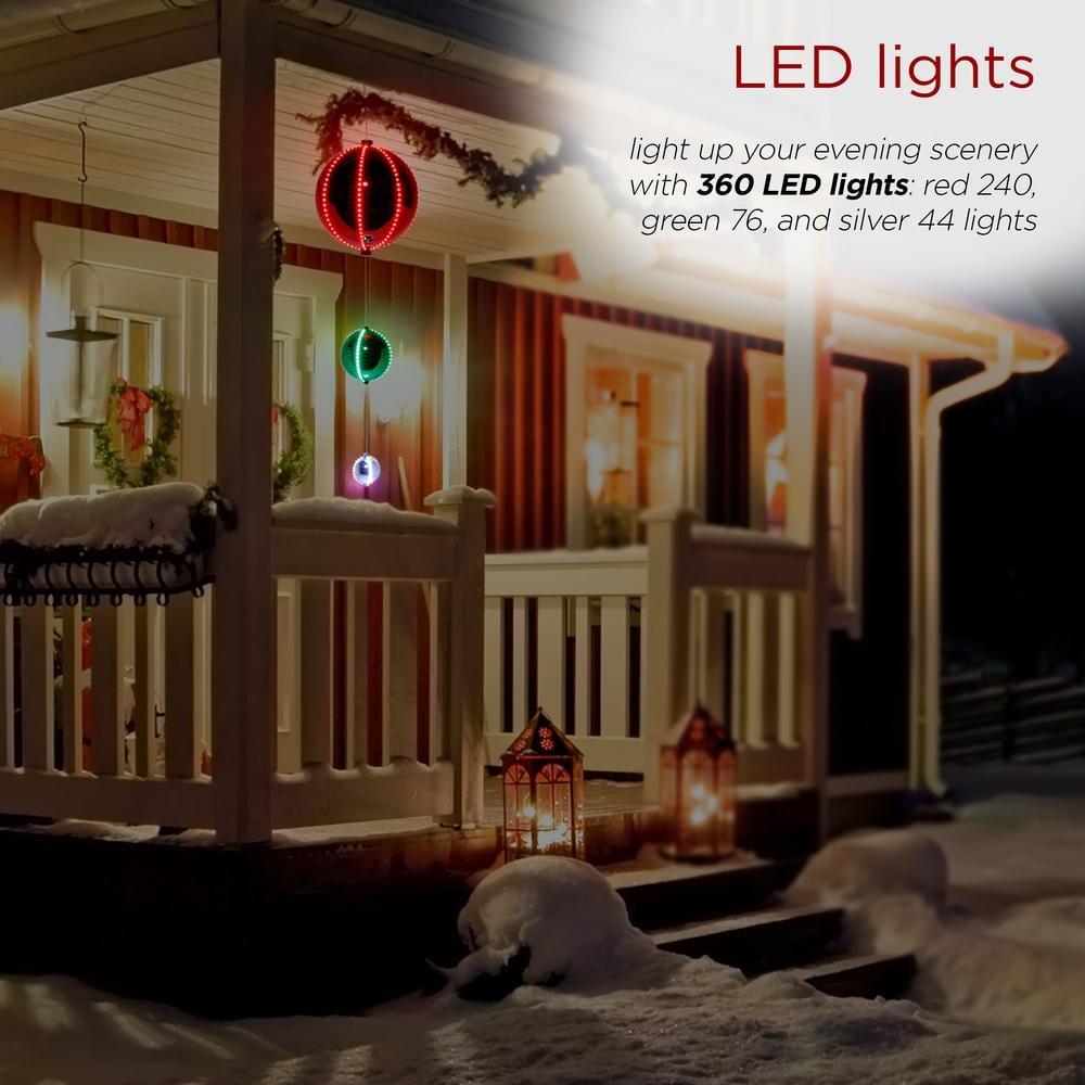 3-Tier Indoor/Outdoor Hanging Christmas Ornaments With Chasing LED Lights