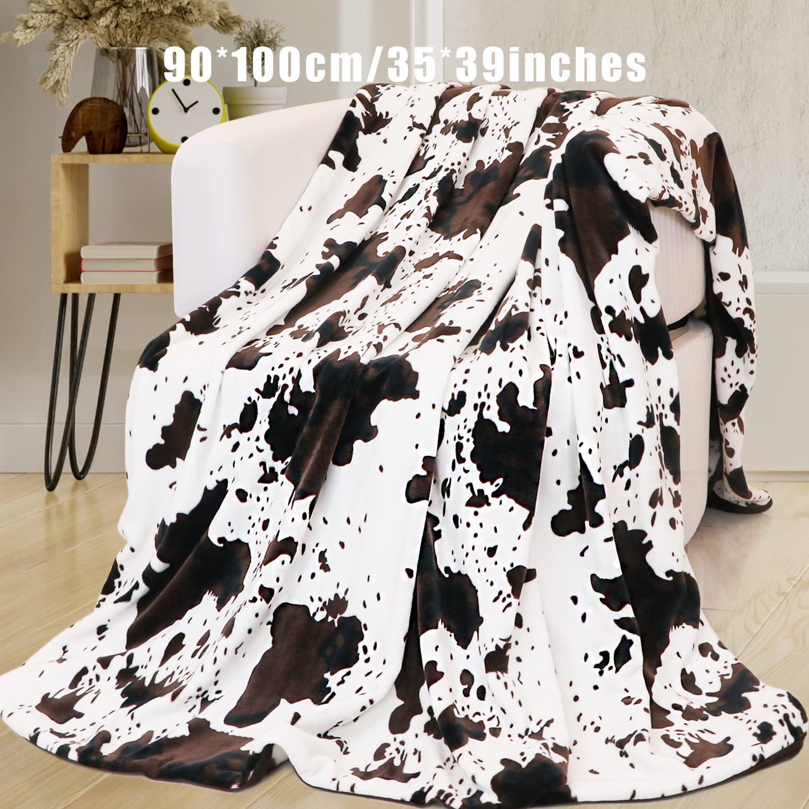 1pc Soft and Warm Cow Print Blanket - Plush Fleece Flannel Throw for All-Season Comfort - Perfect for Daughters, Adults, Students, and Teens