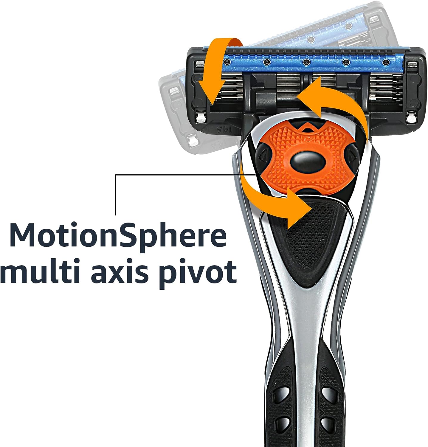 Amazon Basics 5-Blade Motion Sphere Razor for Men with Dual Lubrication and Precision Beard Trimmer, Handle &amp; 2 Cartridges (Fits Amazon Basics Razor Handles only), Black (Previously Solimo)