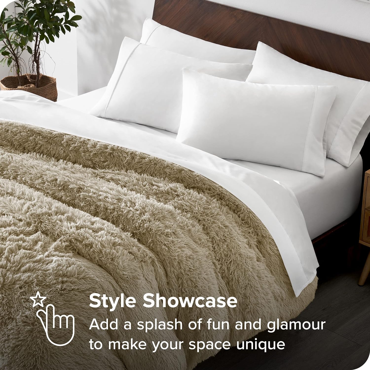 Bare Home Shaggy Fleece Duvet Cover King/Cal King Size - Plush Duvet Cover - Super Soft &amp; Luxury - Hidden Zipper Closure - All Season Bedding Duvet Cover (King/Cal King, Sand)