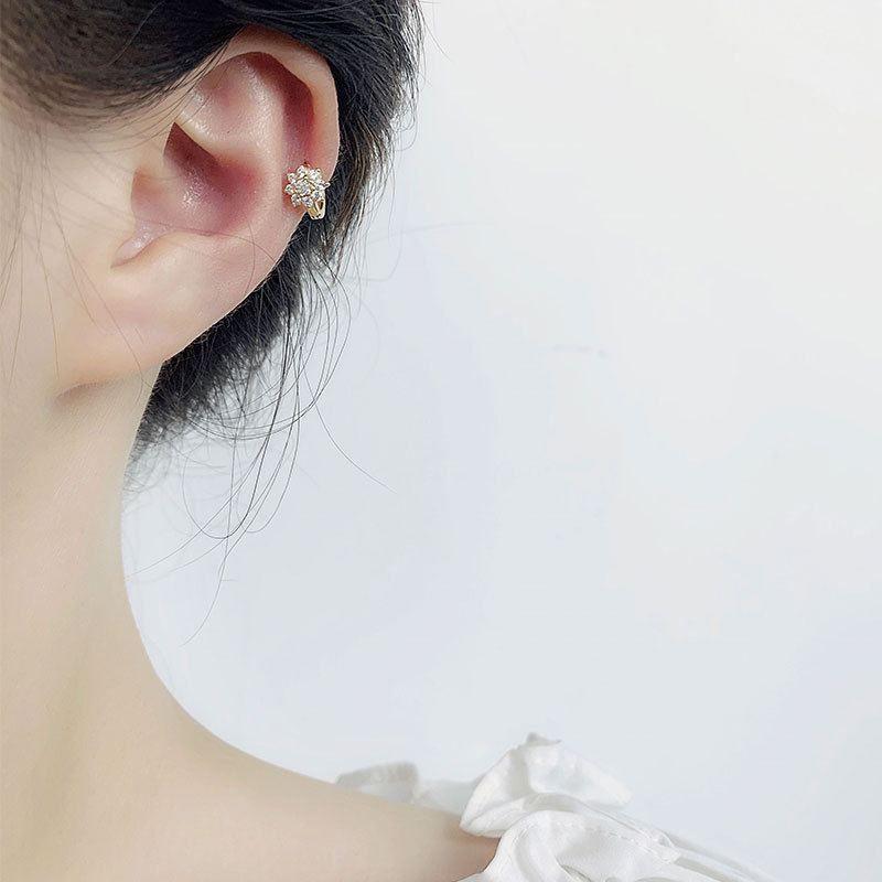 beautiful cz flower 925 sterling silver hoop earrings
