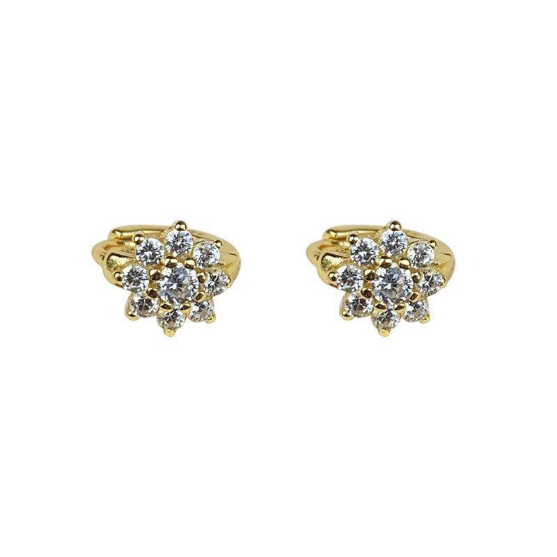 beautiful cz flower 925 sterling silver hoop earrings