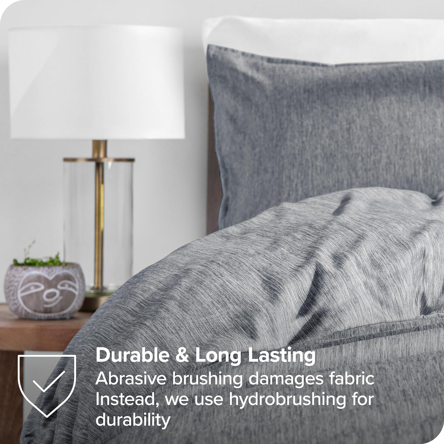 Bare Home Bedding Duvet Cover Queen Size - Premium 1800 Super Soft Duvet Covers Collection - Lightweight, Duvet Cover - Soft Textured Bedding Duvet Cover (Queen, Heathered Charcoal)