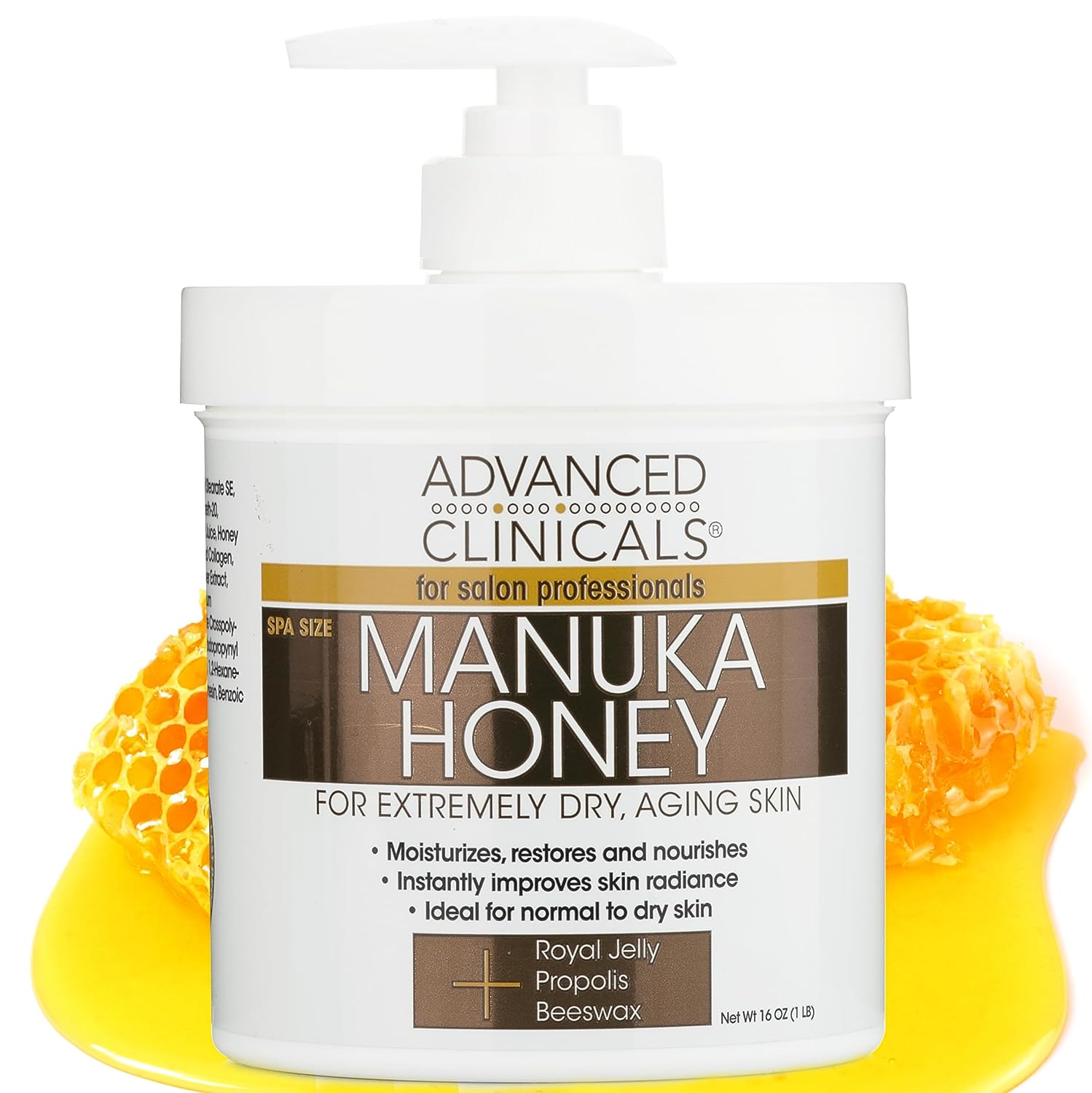 Advanced Clinicals Manuka Honey Cream Face Moisturizer &amp; Body Butter Lotion For Dry Skin | Firming &amp; Hydrating Miracle Balm Skin Care Moisturizing Lotion For Women, Wrinkles, &amp; Sun Damaged Skin, 16Oz
