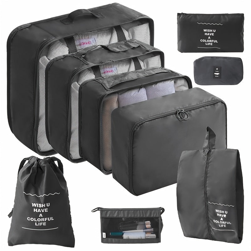 9 Set PacCubes, Lightweight Travel LuggaOrganizer With Shoe Bag, Toiletry Bag &amp; Laundry Bag