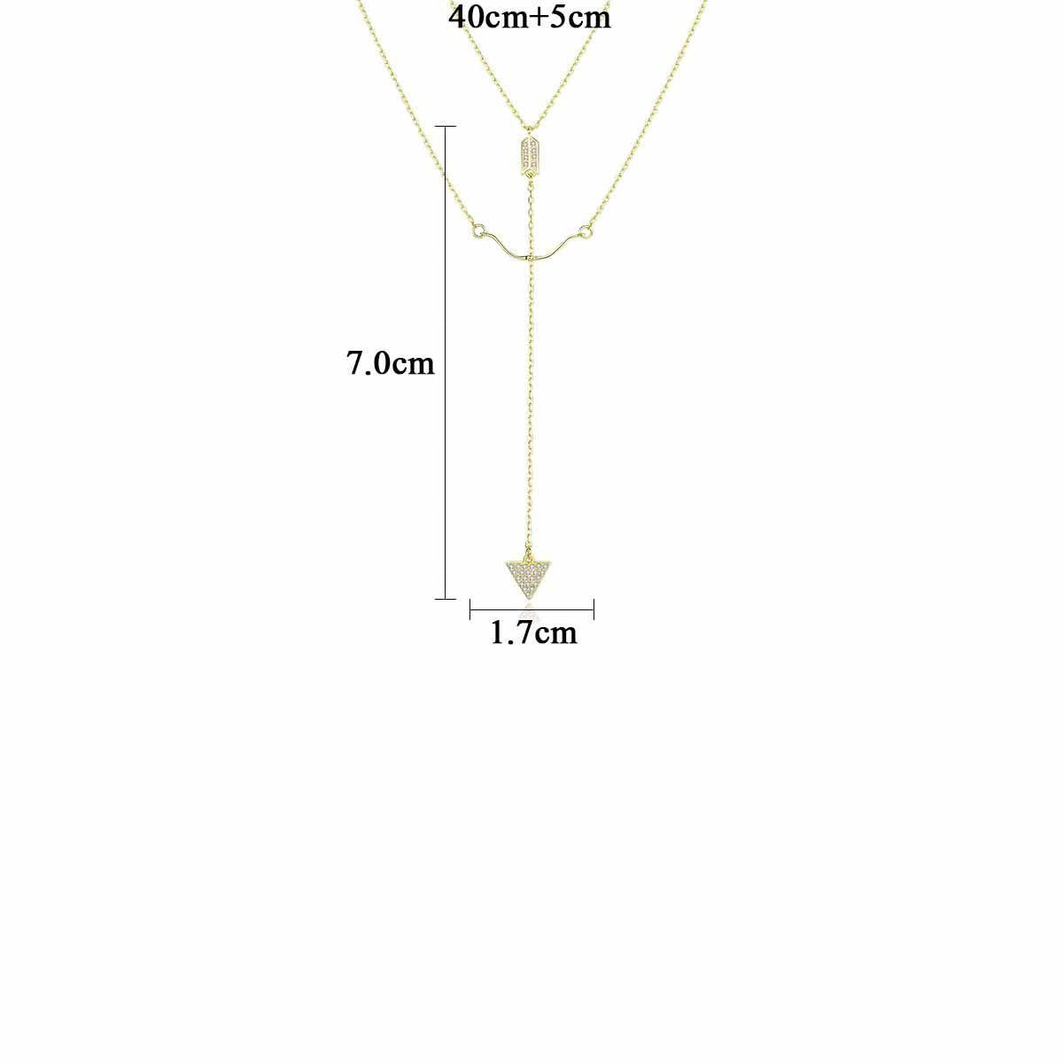 beautiful cz bow arrow 925 sterling silver double dangling necklace