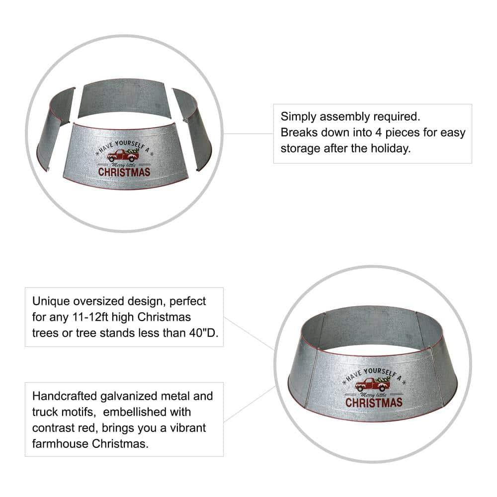 40.5 in. D Christmas Galvanized Metal Truck Tree Collar (KD)