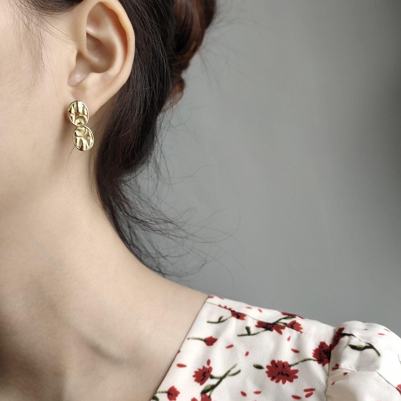 asymmetry irregular geometry 925 sterling silver dangling earrings