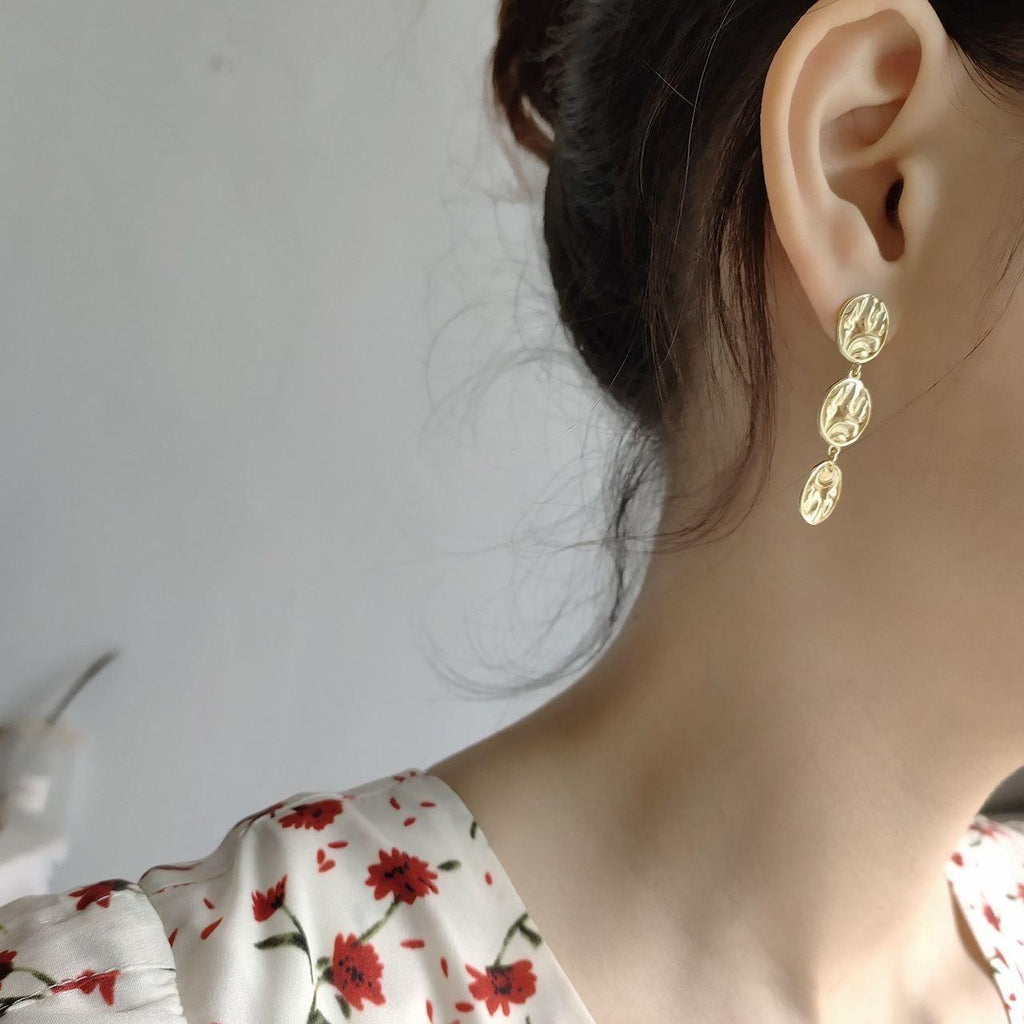 asymmetry irregular geometry 925 sterling silver dangling earrings