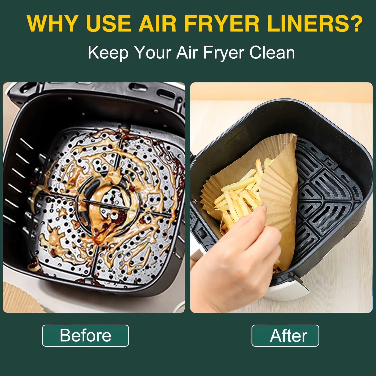 50pcs/100pcs/200pcs Air Fryer Disposable Paper Liners Square, Kitchen Accessories,Non-Stick Parchment Paper, Air Fryer Accessories, Oil Proof &amp; Water Proof, Paper Liner For BaRoasting Microwave Oven
