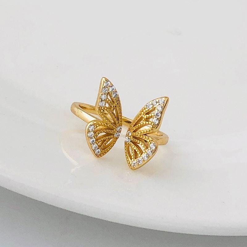 beautiful cz flying butterfly 925 sterling silver adjustable ring