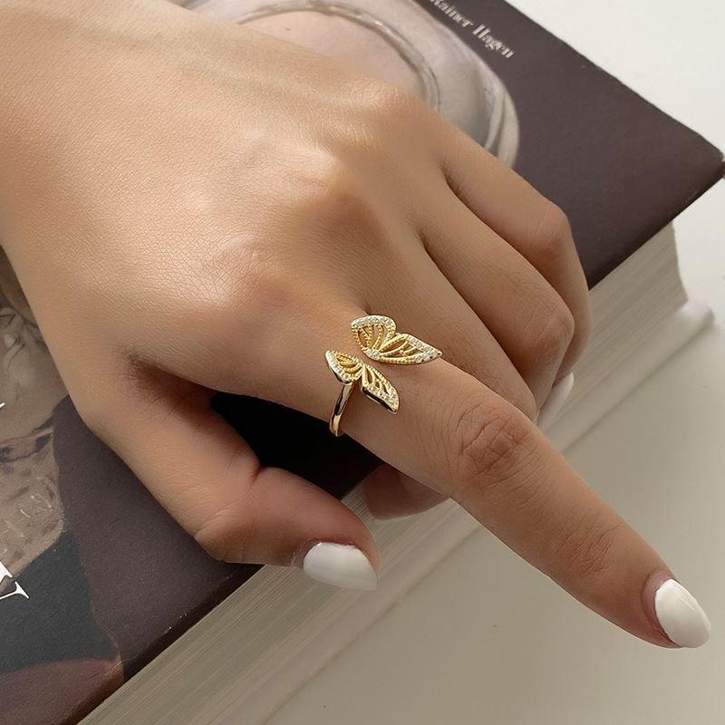 beautiful cz flying butterfly 925 sterling silver adjustable ring