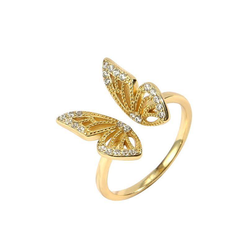 beautiful cz flying butterfly 925 sterling silver adjustable ring